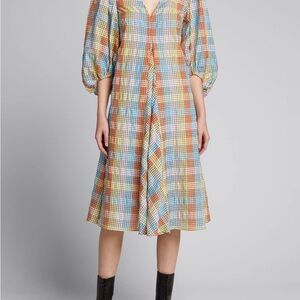 Ganni Rainbow Plaid Women's Dress